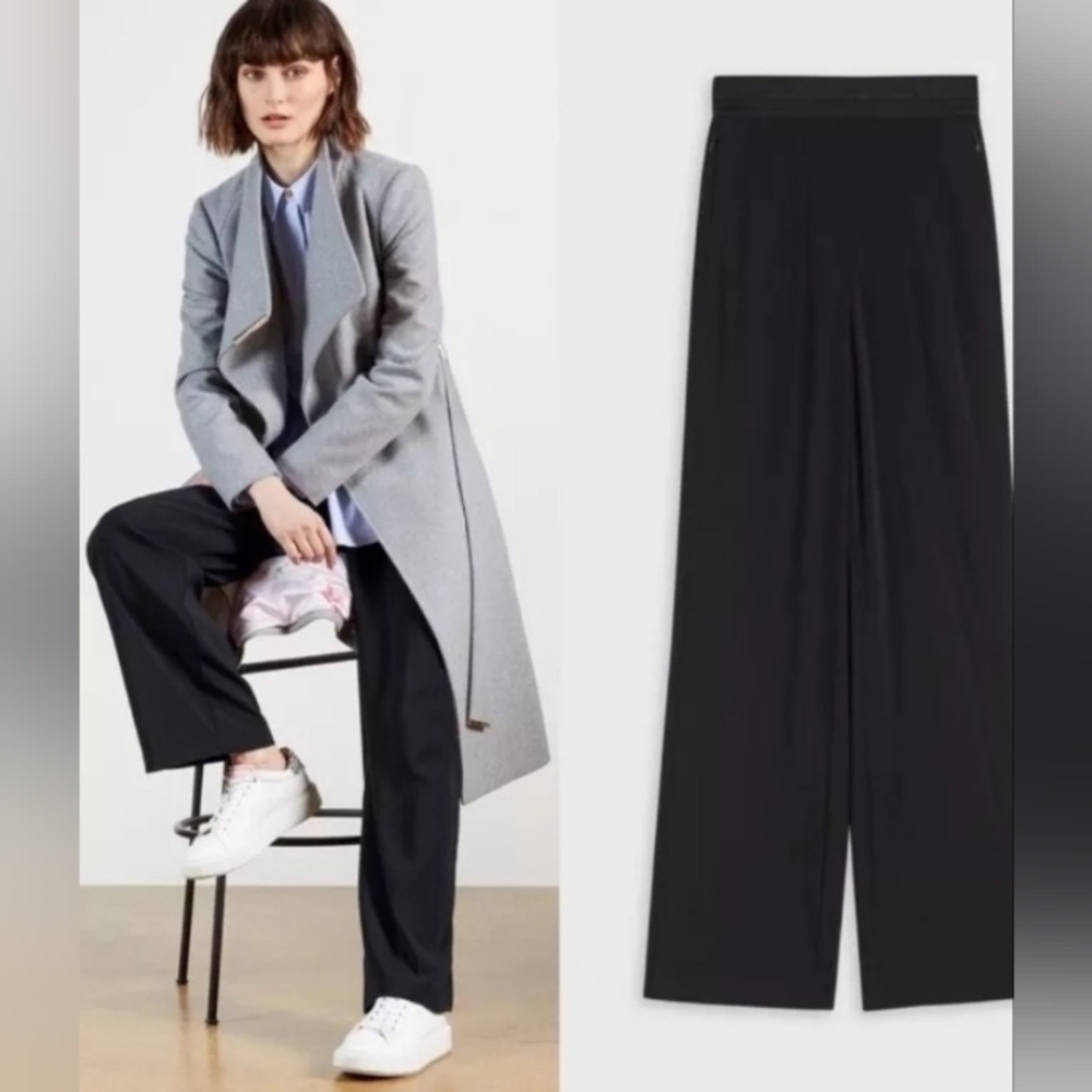 Ted Baker London Navy Elastic Waist Pull On Straight Leg Pants Size 4
